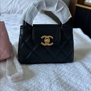 Quilted Mini Top-Handle Bag in black